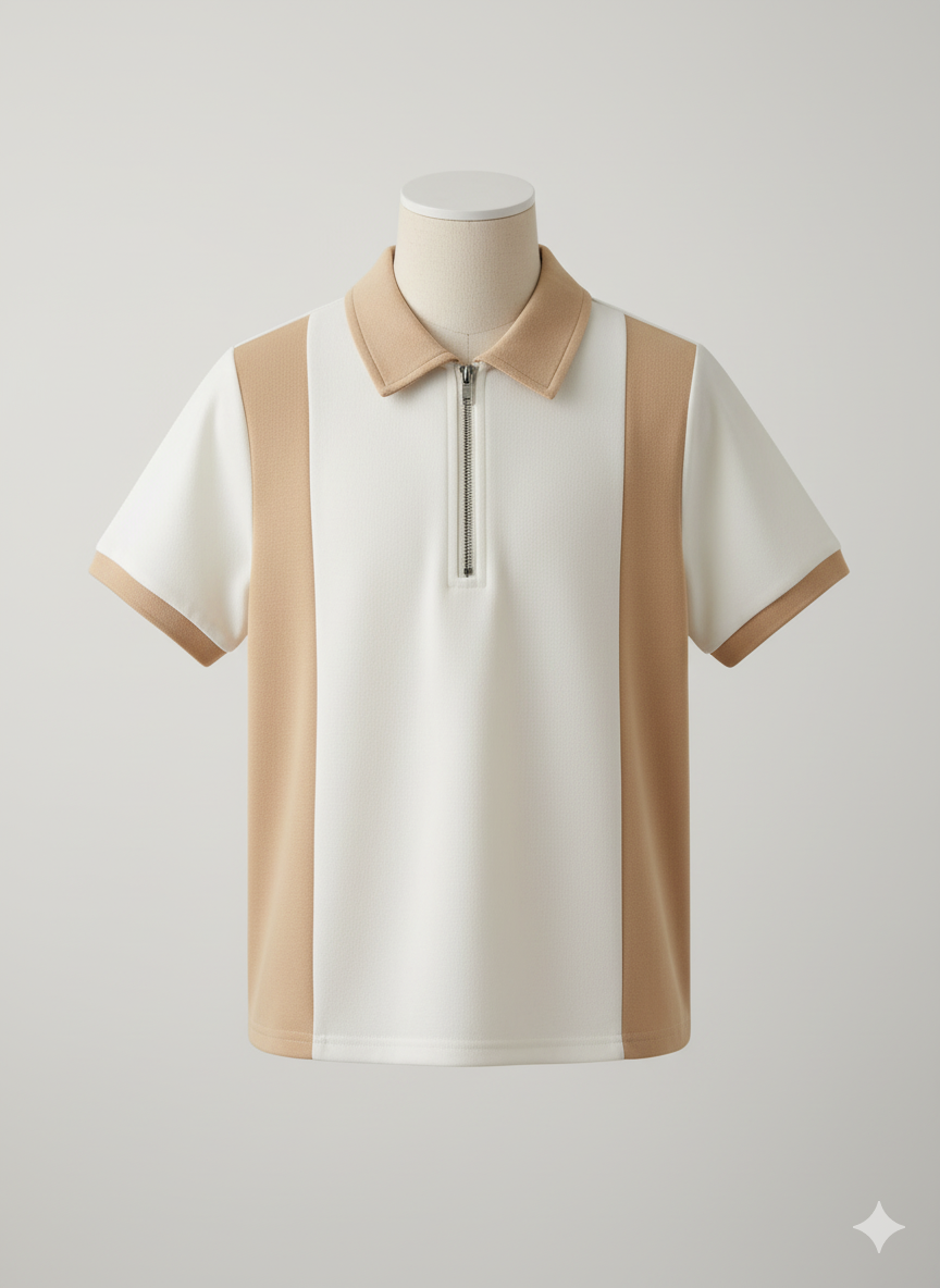 The 'Rio' Color-Block Knit Polo Shirt – Elevated Casual Comfort