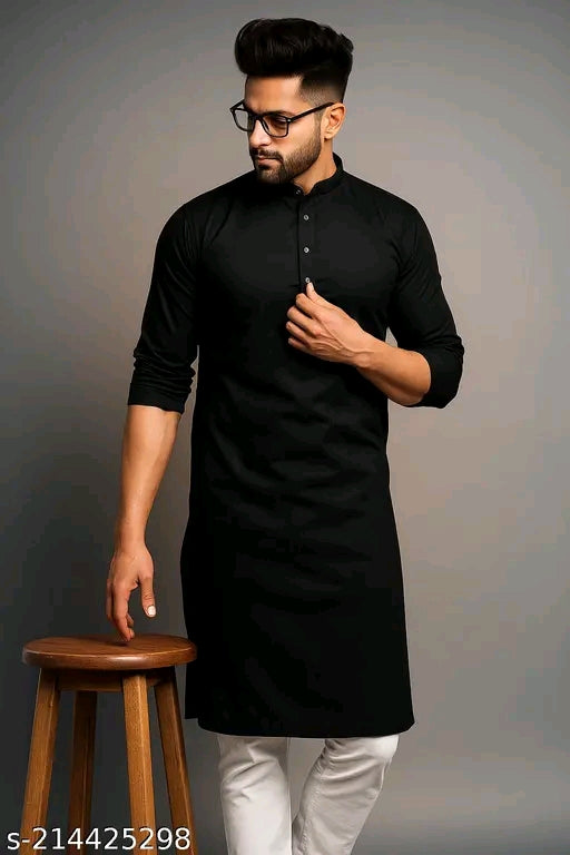 Elegant Black Classic Kurta – Timeless Style for Every Occasion